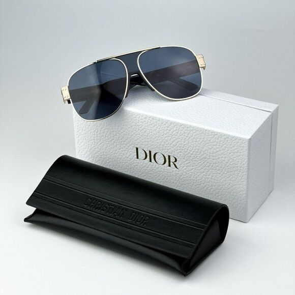 NEW Dior DIORSIGNATURE A3U B0B0 Gold Blue Unisex Aviator Sunglasses - Picture 1 of 15
